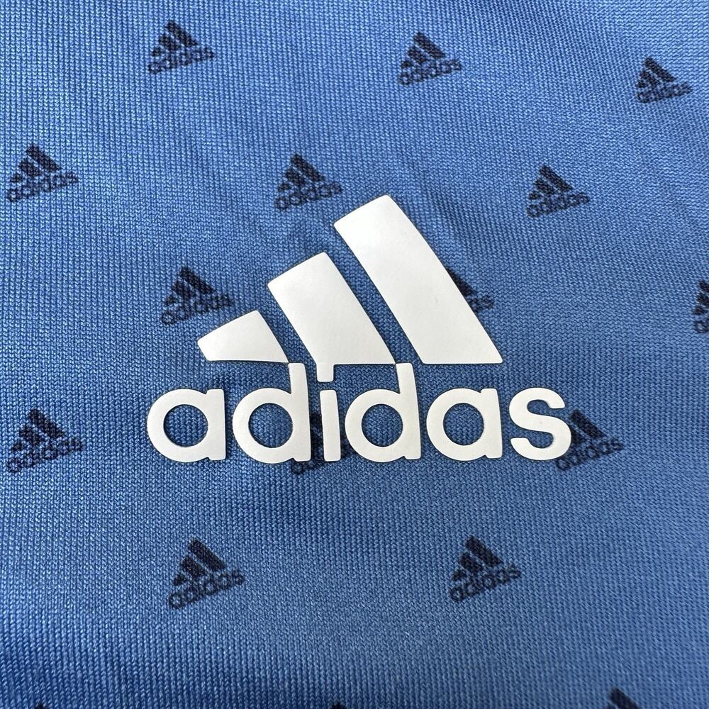 Adidas Polo Mens Large Blue Golf Shirt Collared Activewear Badge of Sport Logo - Picture 5 of 12